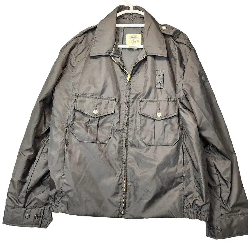 Vintage The Commander Windbreaker for Galls Large Black Military Chore Made USA